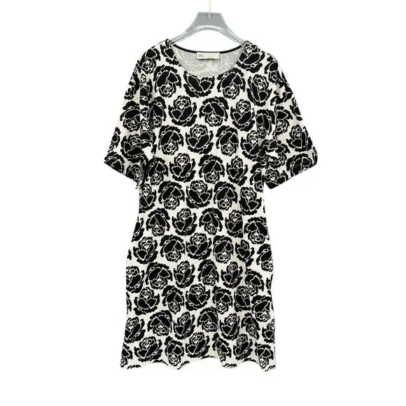 Tory Burch NWT L Rose Print Soft Knit Short Sleeve Cotton T-Shirt Dress